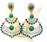 Maxi brinco verde água strass